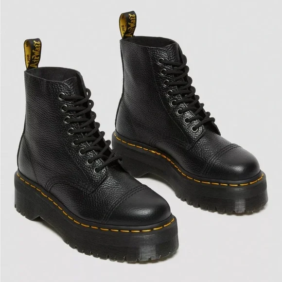 Dr. Martens Docs Sinclair Milled Nappa Leather Platform Boots Zip Front Lace 8 - Picture 2 of 12